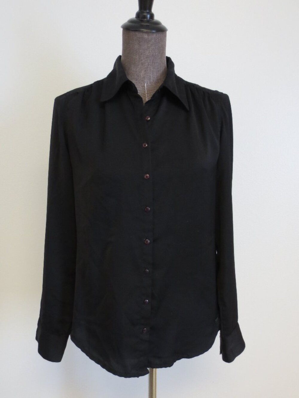 Guess Womens Long Sleeve Black Button Down Up Shirt Blouse Top S